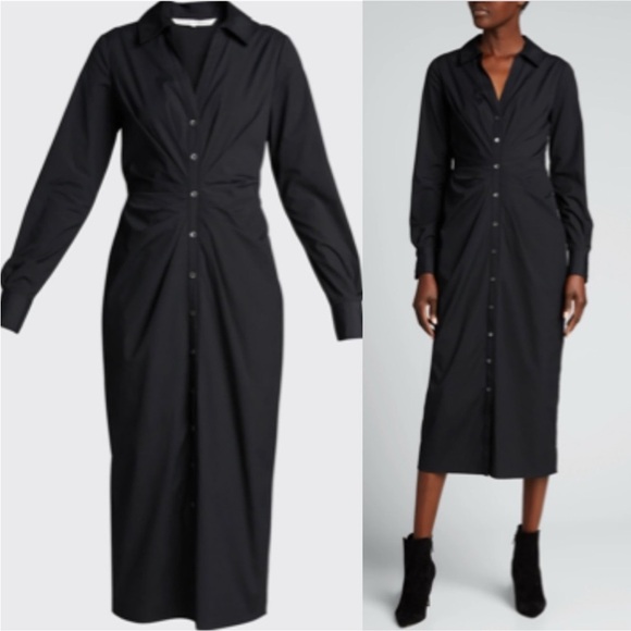 Veronica Beard Dresses & Skirts - NWT Veronica Beard Cita Black Ruched Shirtdress Sz 4